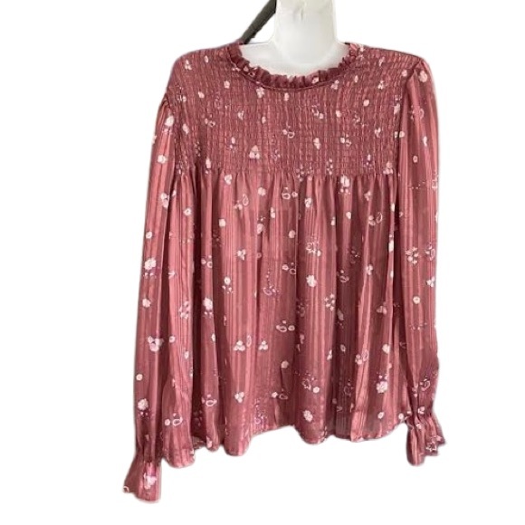 Shirred Sheer Floral Blouse 3rd + Malt - Picture 15 of 15